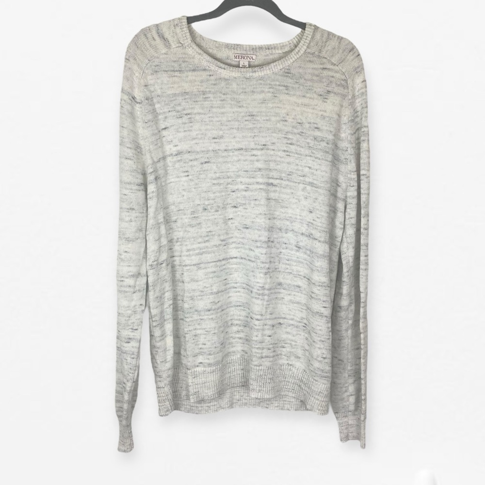 Merona wool blend soft Gray Crew Neck Sweater Classic Knit L